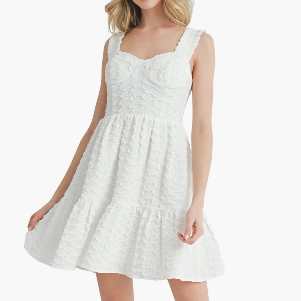 All in Favor Corset Bodice Textured Minidress